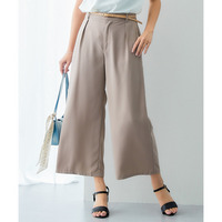 【しわになりにくい・ストレッチ】アンクル丈ワイドパンツ（とろみシリーズ） 大きいサイズ