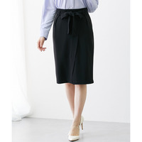 【ジャージーシリーズ】カットソーラップ風タイトスカート（サッシュベルト付）（ストレッチ・しわになりにくい・UVカット） 大きいサイズ