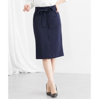 【ジャージーシリーズ】カットソーラップ風タイトスカート（サッシュベルト付）（ストレッチ・しわになりにくい・UVカット） 大きいサイズ