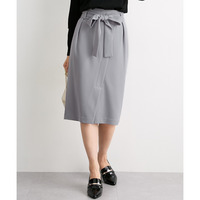 【ジャージーシリーズ】カットソーラップ風タイトスカート（サッシュベルト付）（ストレッチ・しわになりにくい・UVカット） 大きいサイズ
