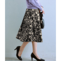花柄プリントフレアスカート（サイドポケット付） 大きいサイズ