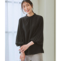 袖プリーツスタンドカラーブラウス 大きいサイズ