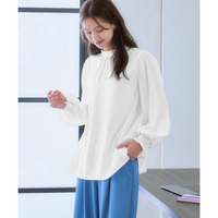 袖プリーツスタンドカラーブラウス 大きいサイズ