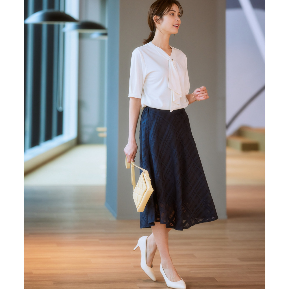 シアーチェックフレアスカート 大きいサイズ11