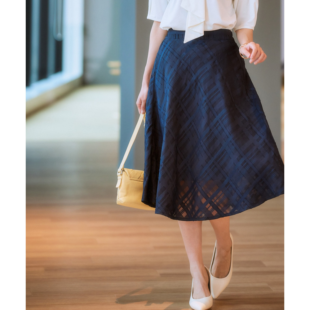 シアーチェックフレアスカート 大きいサイズ12