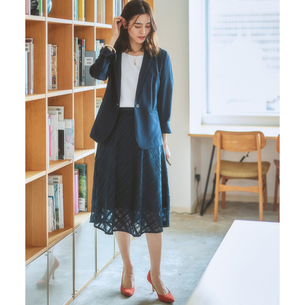 シアーチェックフレアスカート 大きいサイズ15