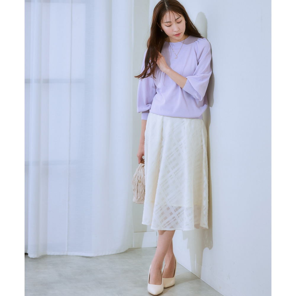 シアーチェックフレアスカート 大きいサイズ16