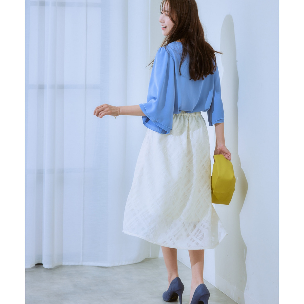 シアーチェックフレアスカート 大きいサイズ17