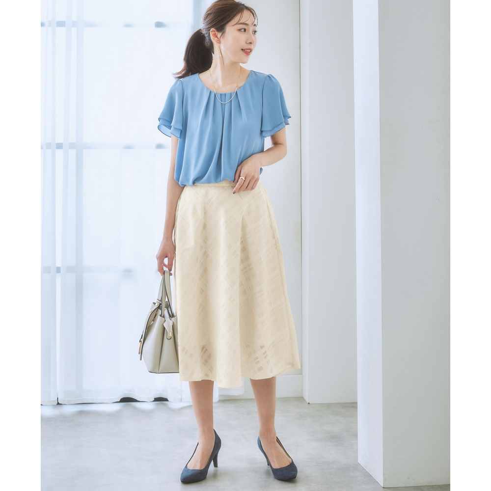 シアーチェックフレアスカート 大きいサイズ20