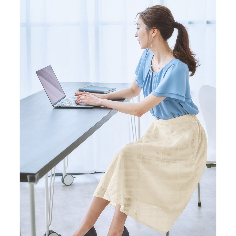 シアーチェックフレアスカート 大きいサイズ23