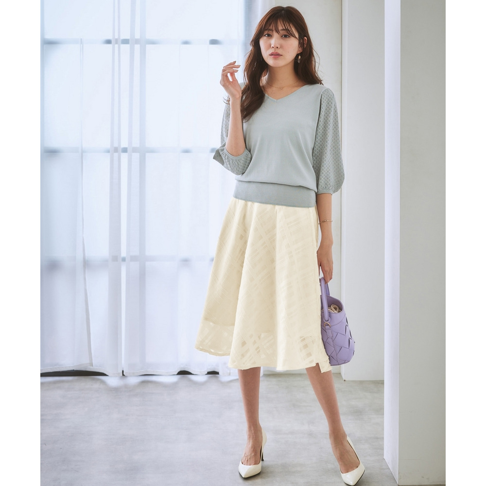 シアーチェックフレアスカート 大きいサイズ24