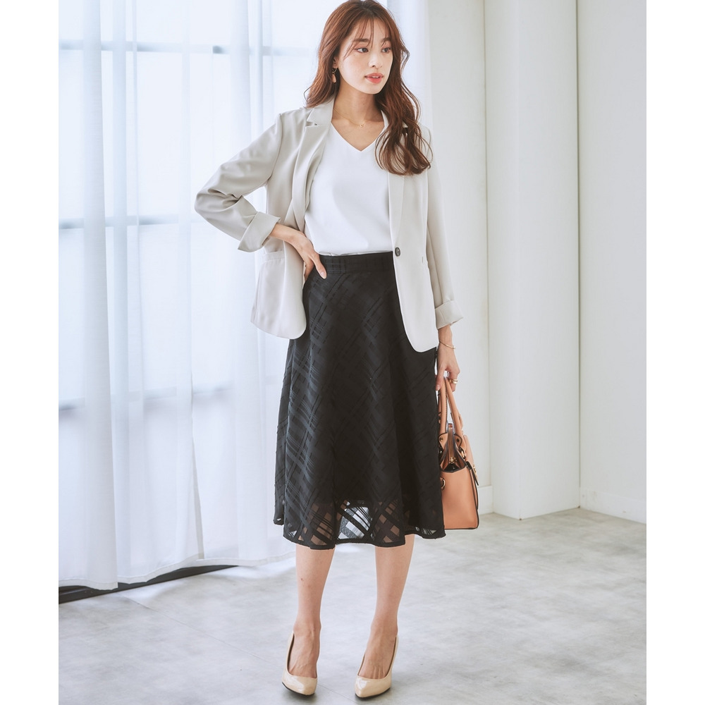 シアーチェックフレアスカート 大きいサイズ26