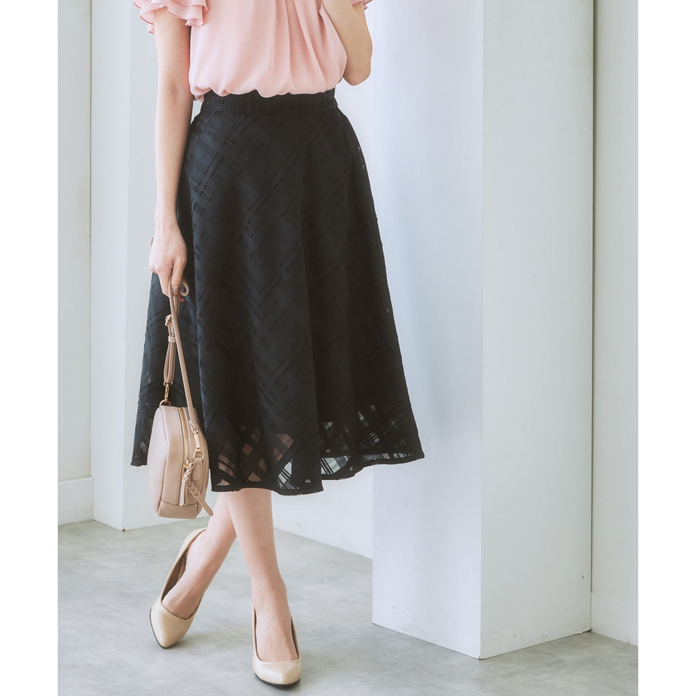 シアーチェックフレアスカート 大きいサイズ27