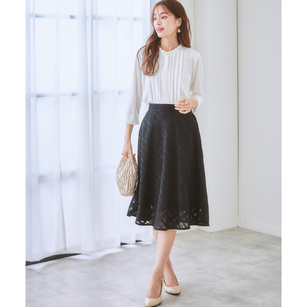 シアーチェックフレアスカート 大きいサイズ28
