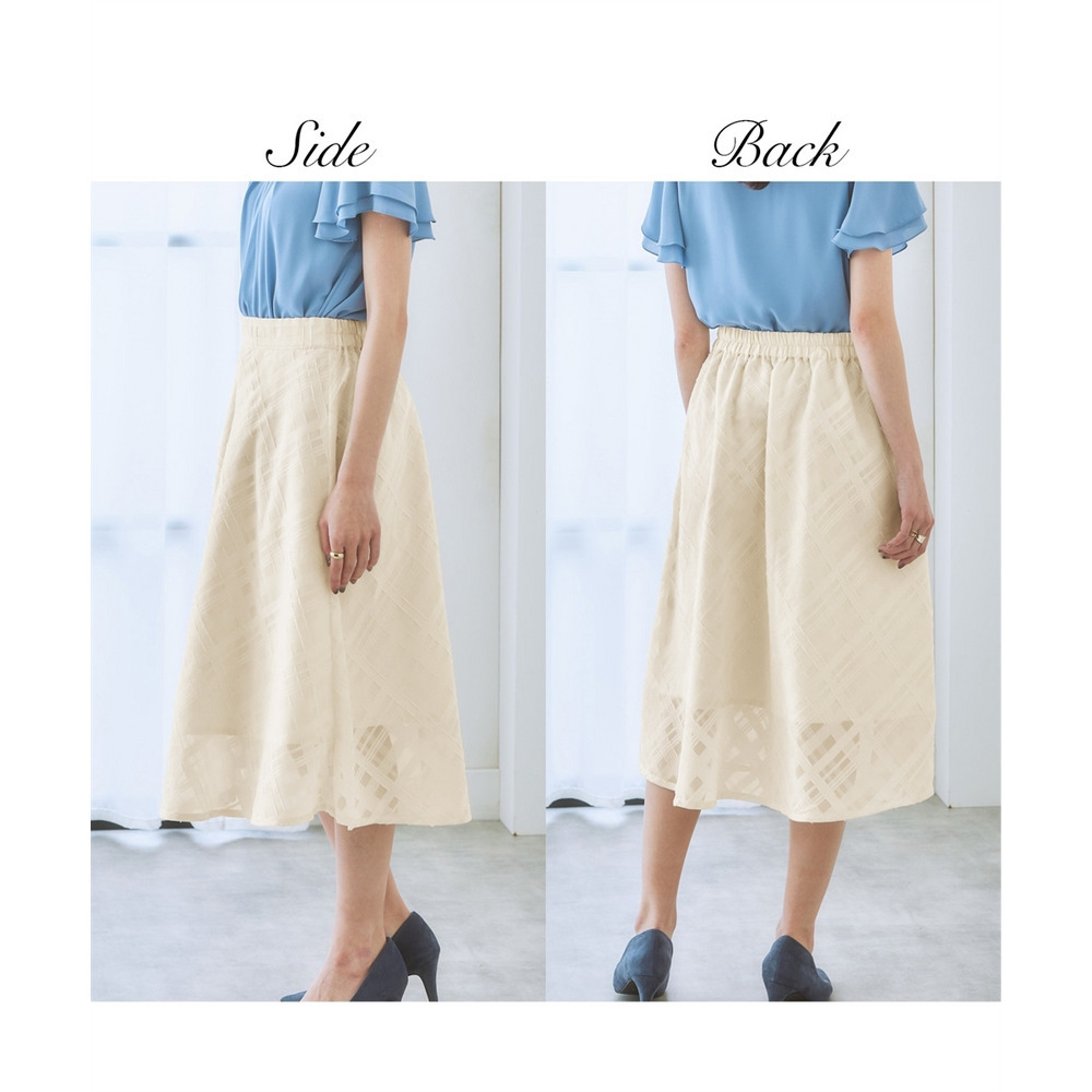 シアーチェックフレアスカート 大きいサイズ30