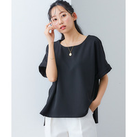 【ジャージーシリーズ】バックタックボートネックプルオーバー（ストレッチ・しわになりにくい・UVカット） 大きいサイズ