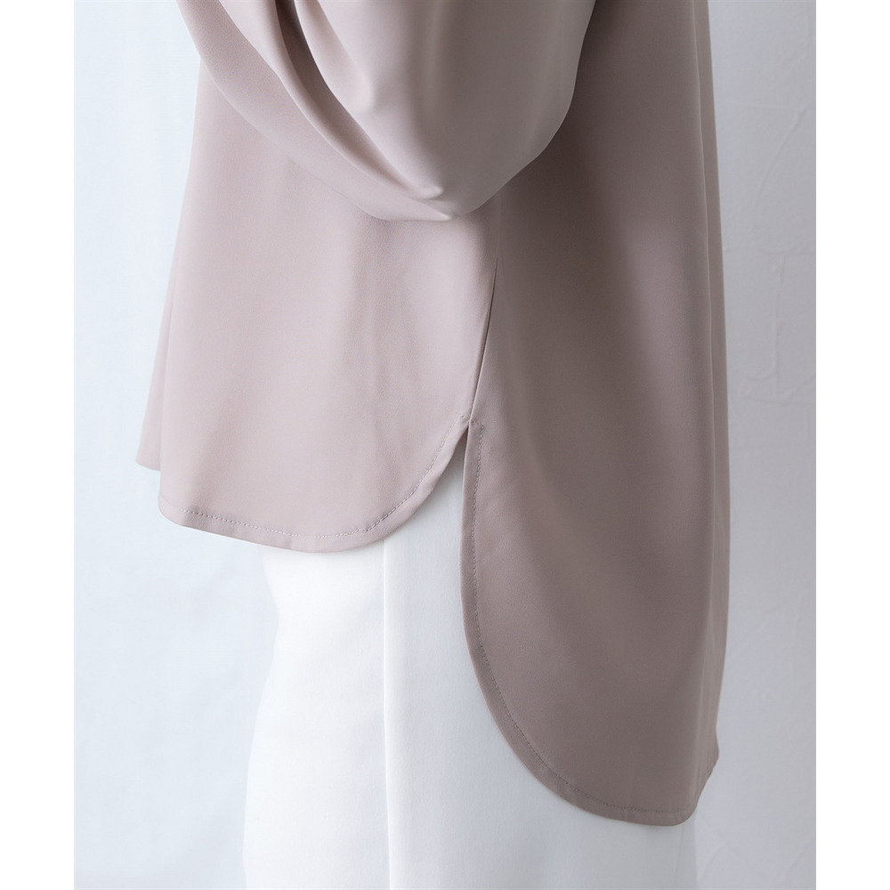 【しわになりにくい・ストレッチ】スキッパーカラー袖ボリュームブラウス(とろみシリーズ) 大きいサイズ23