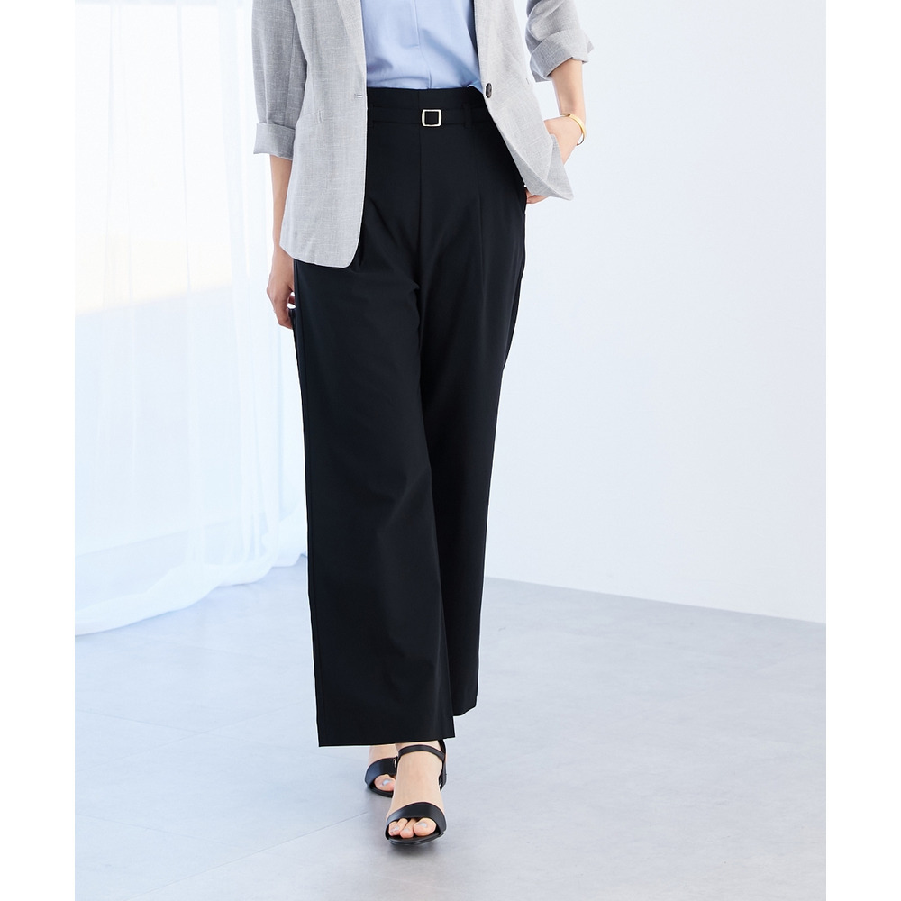 ドライタッチベルト付きストレッチワイドパンツ(ストレッチ・接触冷感・UVカット) 大きいサイズ17