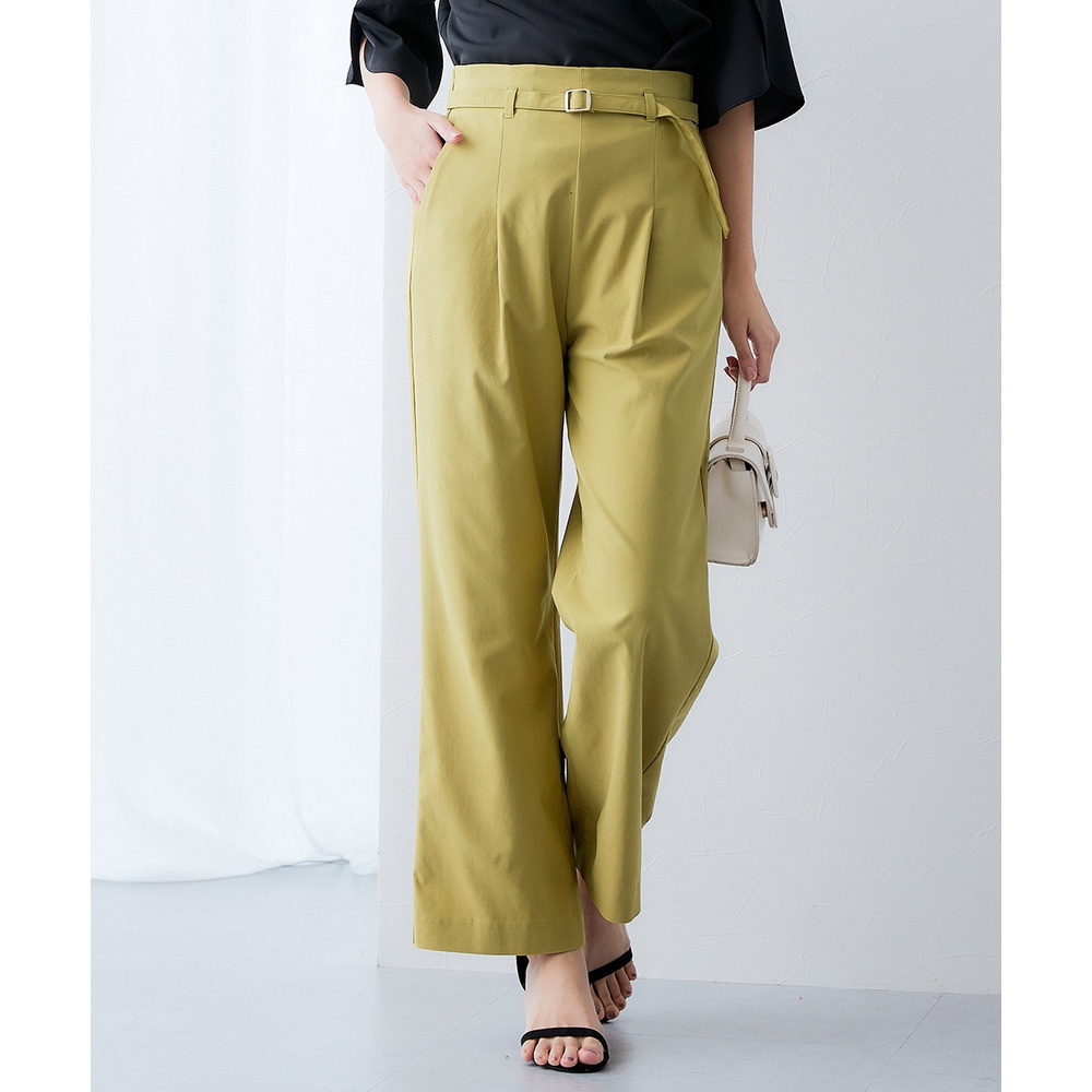 ドライタッチベルト付きストレッチワイドパンツ(ストレッチ・接触冷感・UVカット) 大きいサイズ18