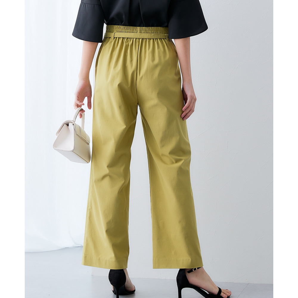 ドライタッチベルト付きストレッチワイドパンツ(ストレッチ・接触冷感・UVカット) 大きいサイズ20