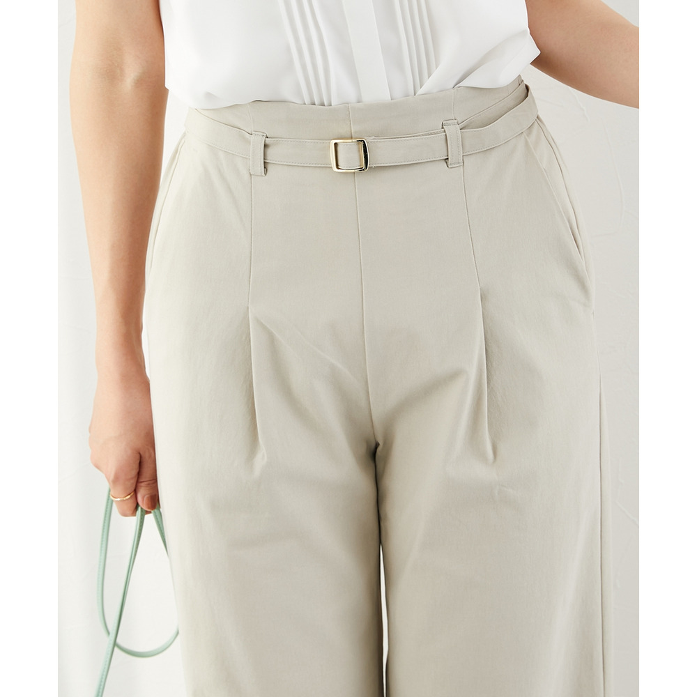 ドライタッチベルト付きストレッチワイドパンツ(ストレッチ・接触冷感・UVカット) 大きいサイズ21