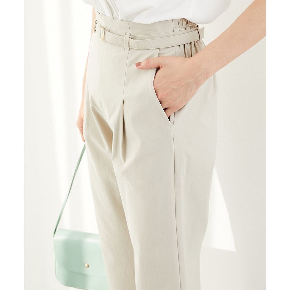 ドライタッチベルト付きストレッチワイドパンツ(ストレッチ・接触冷感・UVカット) 大きいサイズ22