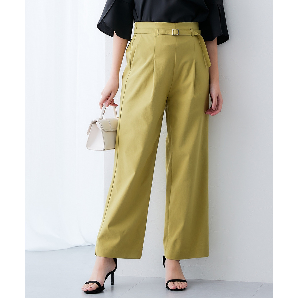 ドライタッチベルト付きストレッチワイドパンツ(ストレッチ・接触冷感・UVカット) 大きいサイズ1