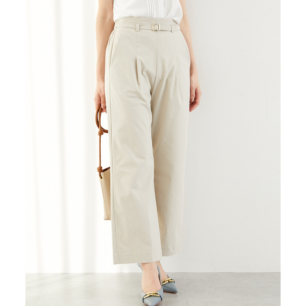 ドライタッチベルト付きストレッチワイドパンツ(ストレッチ・接触冷感・UVカット) 大きいサイズ1