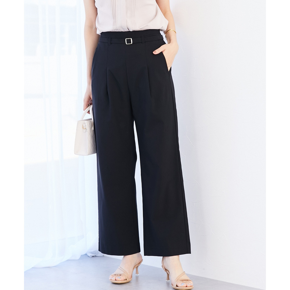 ドライタッチベルト付きストレッチワイドパンツ(ストレッチ・接触冷感・UVカット) 大きいサイズ1