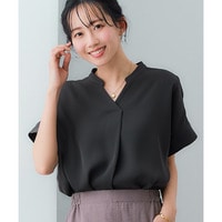 美極とろみ素材スキッパーブラウス(しわになりにくい・洗濯機OK) 大きいサイズ