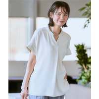 美極とろみ素材スキッパーブラウス(しわになりにくい・洗濯機OK) 大きいサイズ