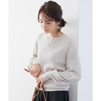 フロントワイドリブパフスリーブニット（乾燥機ＯＫ・ウォッシャブル・静電防止・毛玉になりにくい・ＵＶカット） 大きいサイズ
