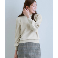 デザイン編み柄パフスリーブニット（乾燥機OK・ウォッシャブル・静電防止・毛玉になりにくい・UVカット） 大きいサイズ