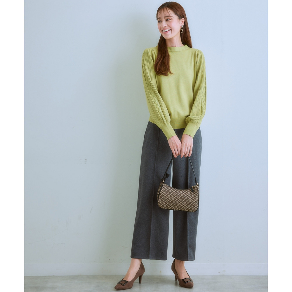 デザイン編み柄パフスリーブニット(乾燥機OK・ウォッシャブル・静電防止・毛玉になりにくい・UVカット) 大きいサイズ21