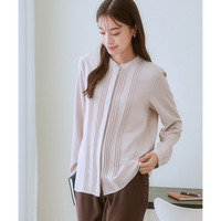 ストレッチパウダーサテンピンタックブラウス（しわになりにくい・速乾・洗濯機OK・UVカット） 大きいサイズ