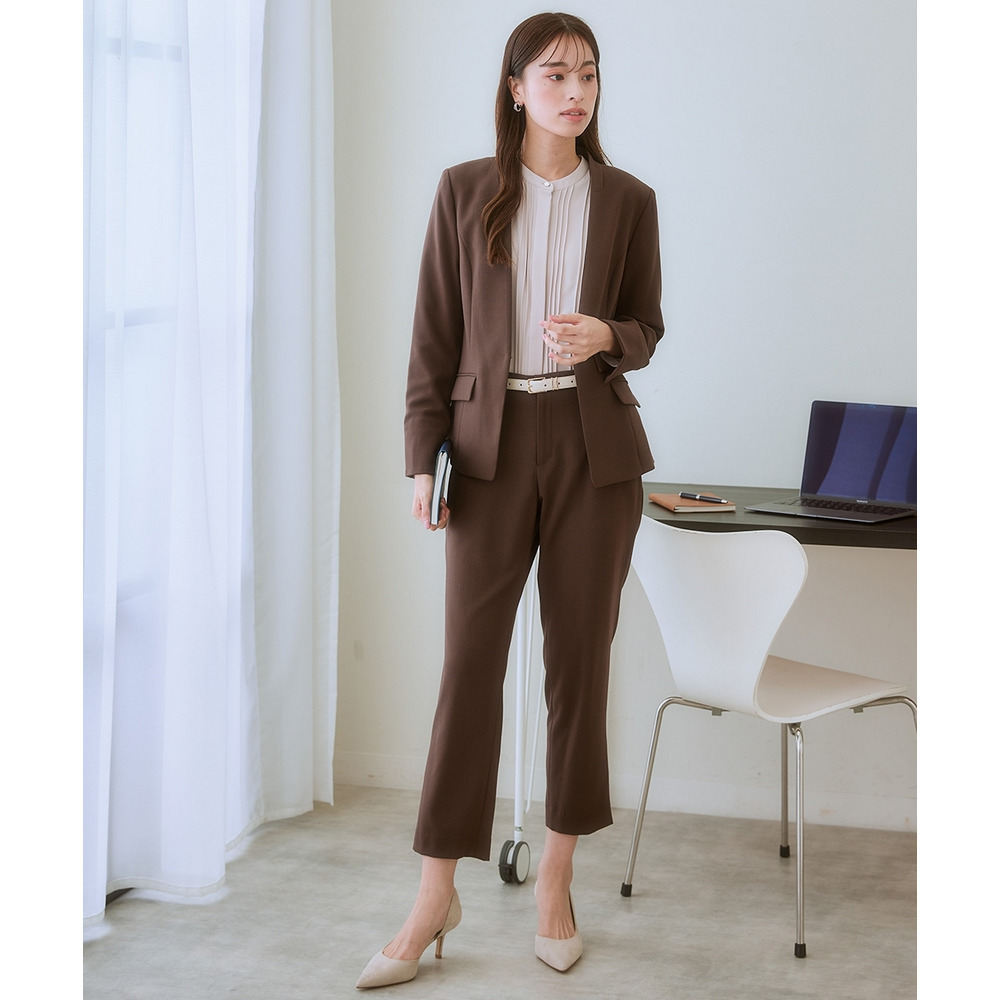 ストレッチパウダーサテンピンタックブラウス(しわになりにくい・速乾・洗濯機OK・UVカット) 大きいサイズ14