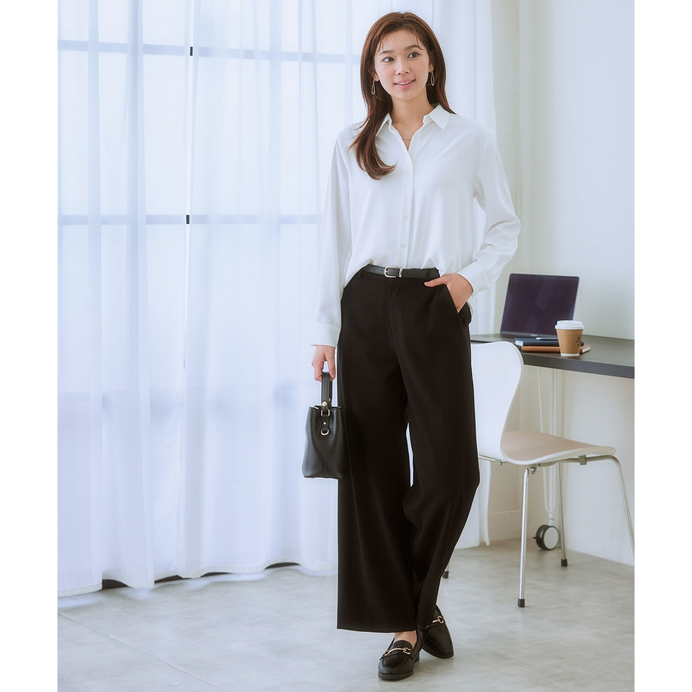 【袖丈が選べる2タイプ】ストレッチパウダーサテンレギュラーカラーシャツ(しわになりにくい・速乾・洗濯機OK・UVカット) 大きいサイズ16