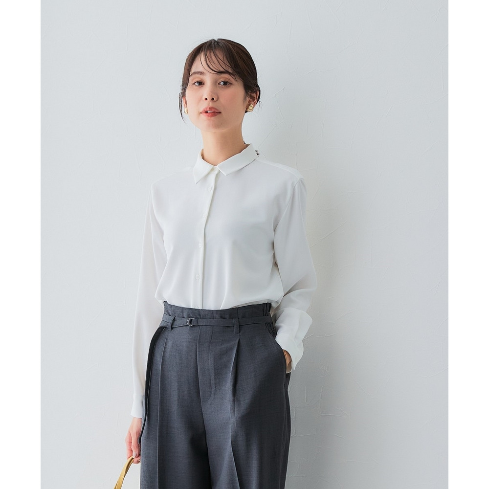 【袖丈が選べる2タイプ】ストレッチパウダーサテンレギュラーカラーシャツ(しわになりにくい・速乾・洗濯機OK・UVカット) 大きいサイズ19