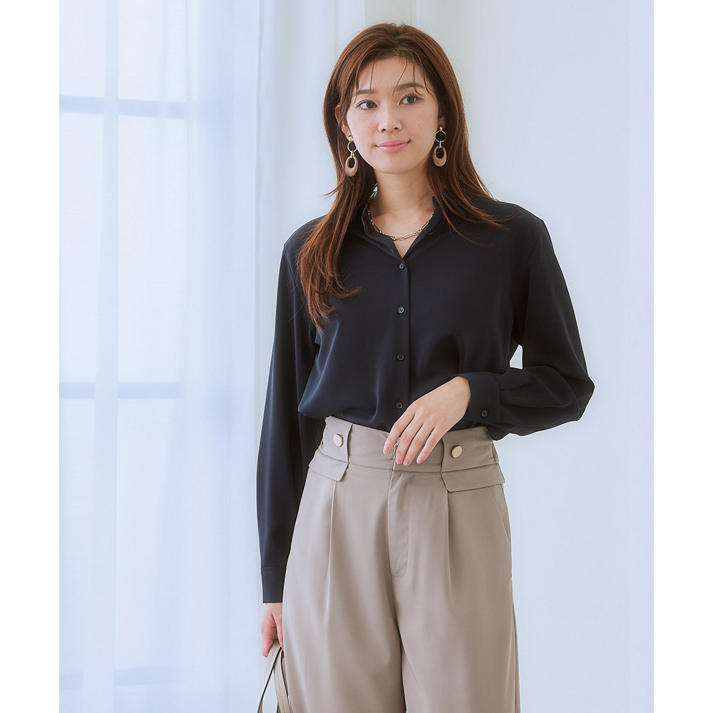 【袖丈が選べる2タイプ】ストレッチパウダーサテンレギュラーカラーシャツ(しわになりにくい・速乾・洗濯機OK・UVカット) 大きいサイズ21