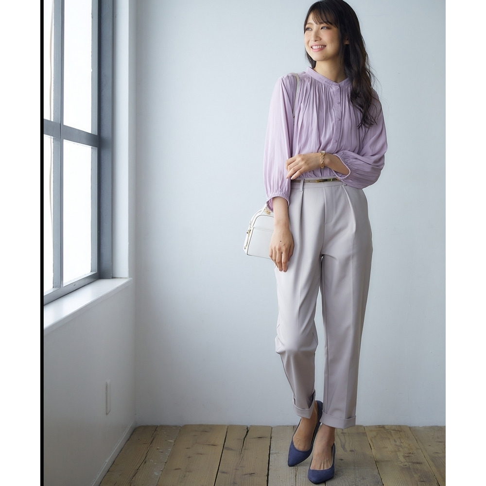 ハリ感素材ストレッチテーパードパンツ 大きいサイズ18