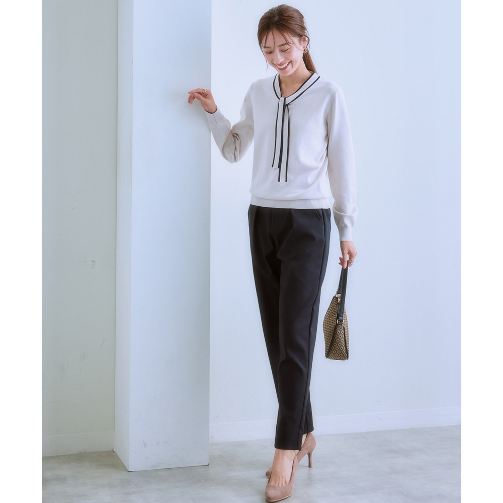 ハリ感素材ストレッチテーパードパンツ 大きいサイズ21