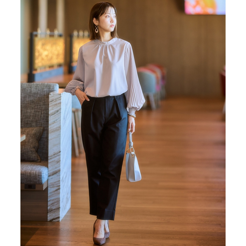 ハリ感素材ストレッチテーパードパンツ 大きいサイズ22