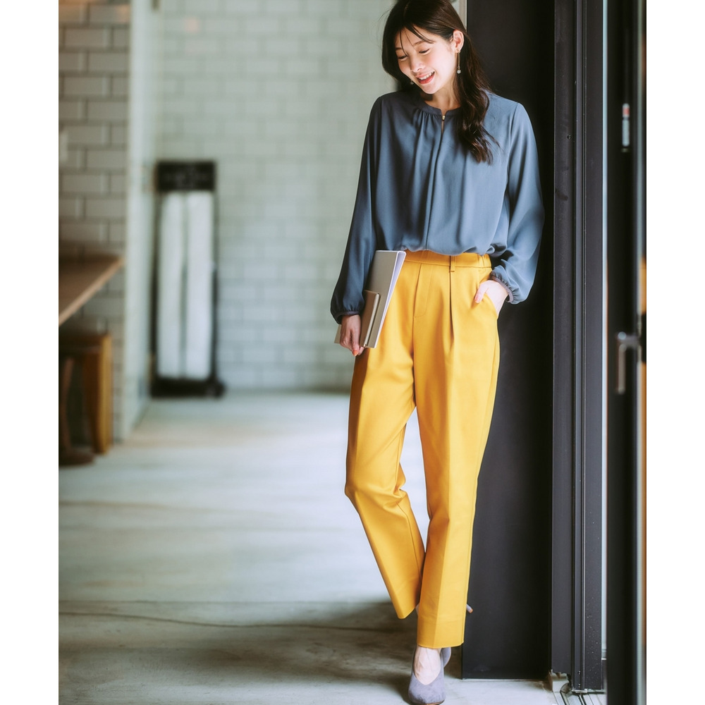 ハリ感素材ストレッチテーパードパンツ 大きいサイズ24