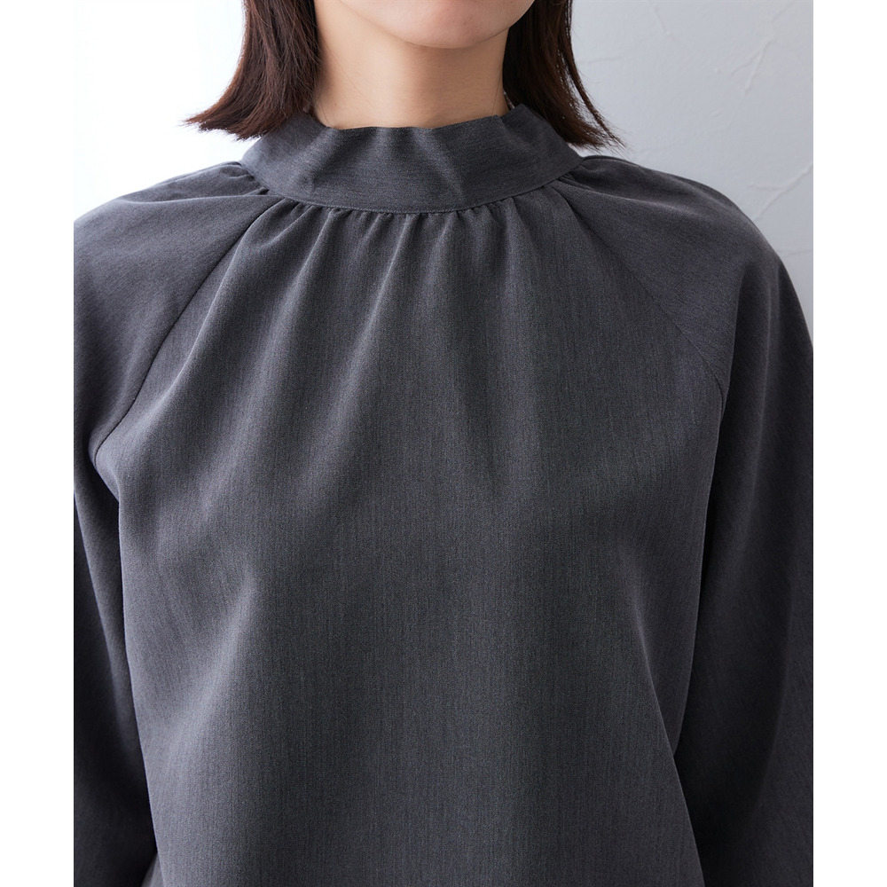 シャンブレー前後2WAYリボンタイブラウス セットアップ対応 大きいサイズ25