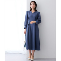 シャンブレーパフスリーブタックワンピース 大きいサイズ