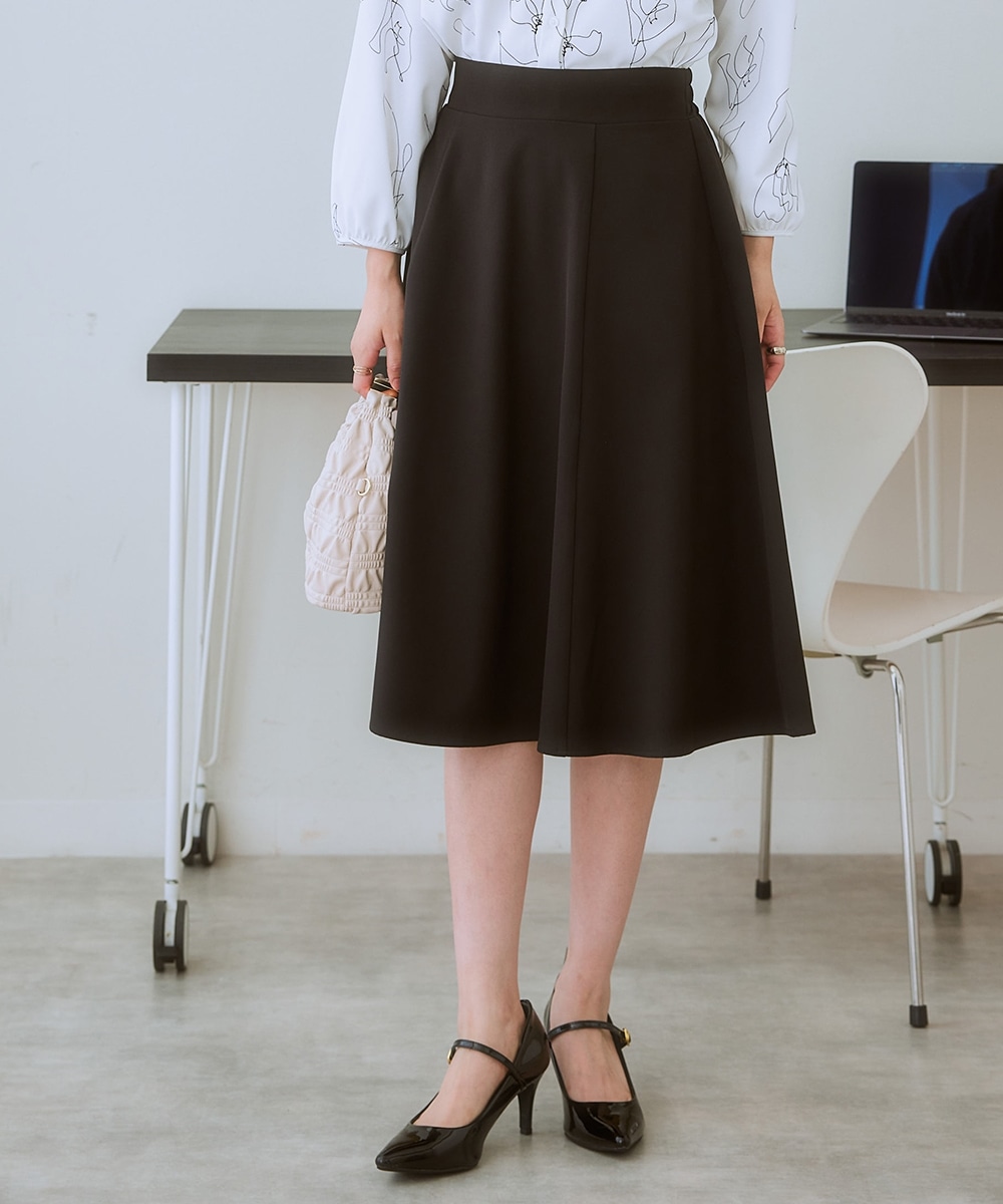 ストレッチダブルクロス6枚ハギフレアスカート しわになりにくい(70cm丈) 大きいサイズ