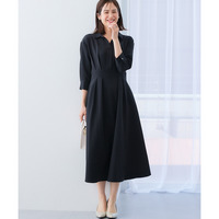 ストレッチダブルクロススキッパーウエスト切替ワンピース（しわになりにくい） 大きいサイズ