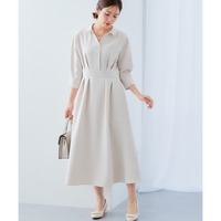 ストレッチダブルクロススキッパーウエスト切替ワンピース（しわになりにくい） 大きいサイズ