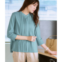 ブラウス見えシルケットポンチピンタックカットソートップス 大きいサイズ