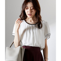 配色フレア袖ブラウス（カットソー裏地付） 大きいサイズ